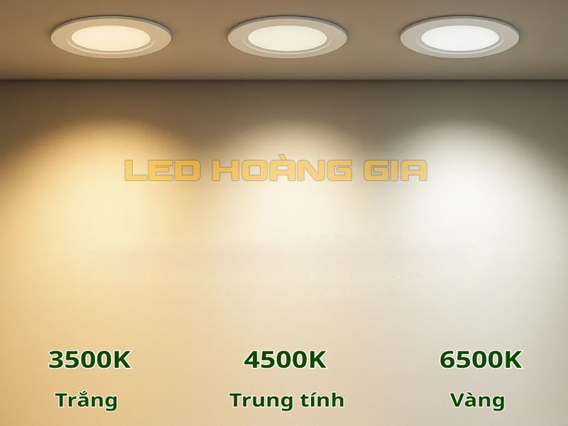 Ánh sáng đèn 3 màu cho đèn âm trần phòng khách
